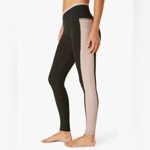 Beyond Yoga Mauve Pink/Black Spacedye On Block High-Rise Midi Leggings S